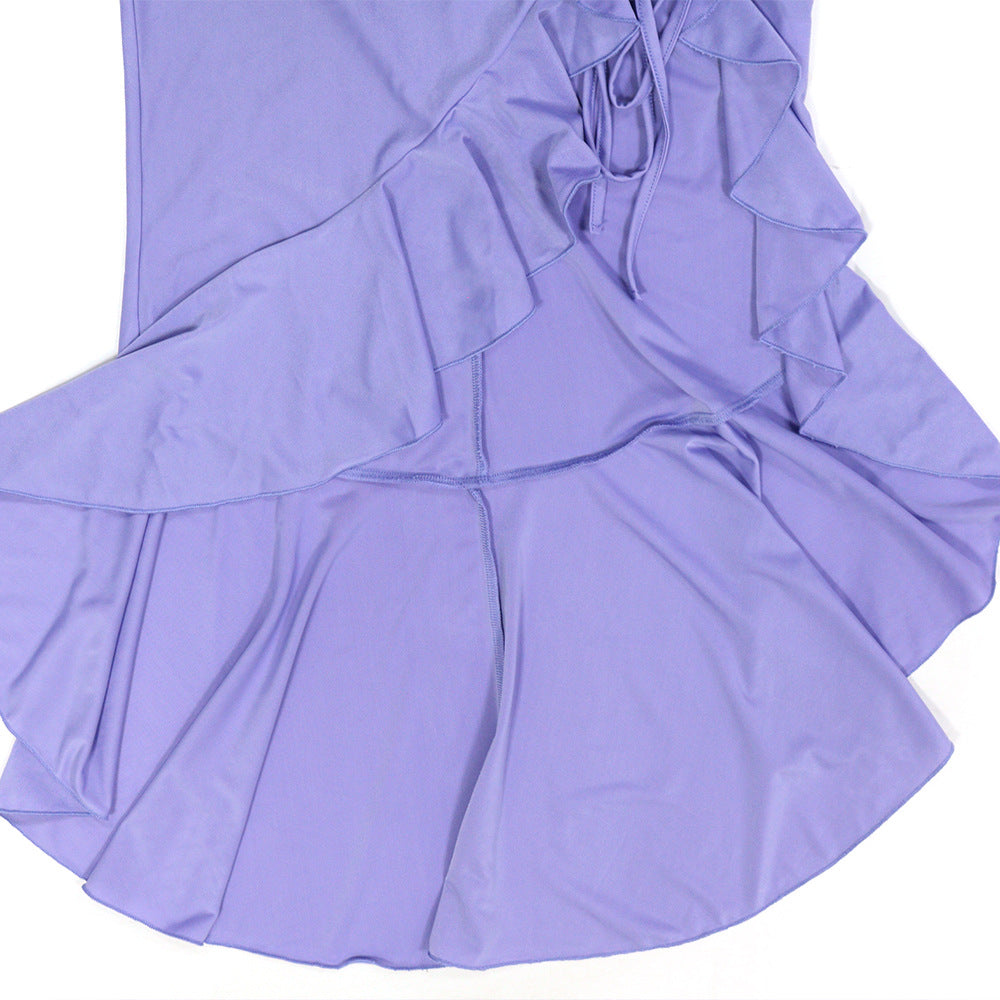 MB1218 Off-The-Shoulder Ruffle Cut-Out Midi Dress