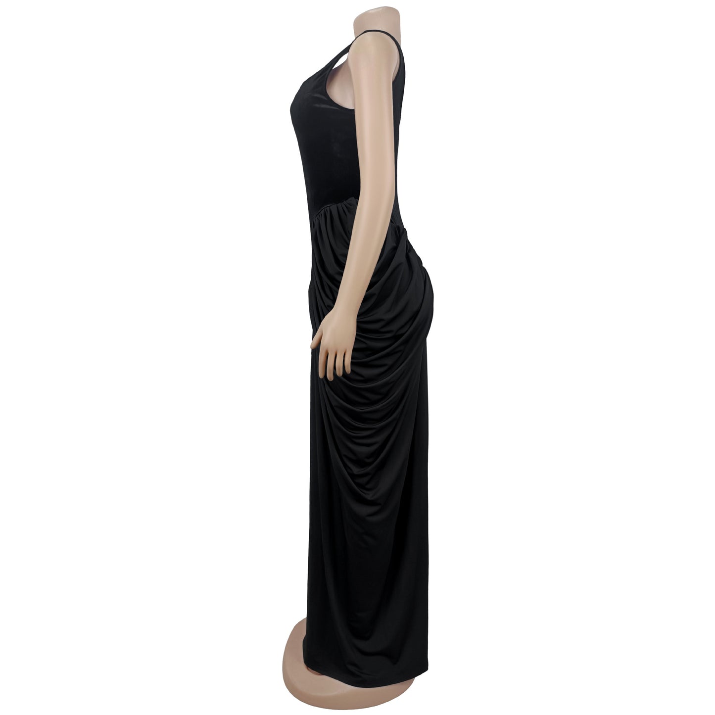 MB1619 Square Neck Ruched Bodycon Maxi Dress