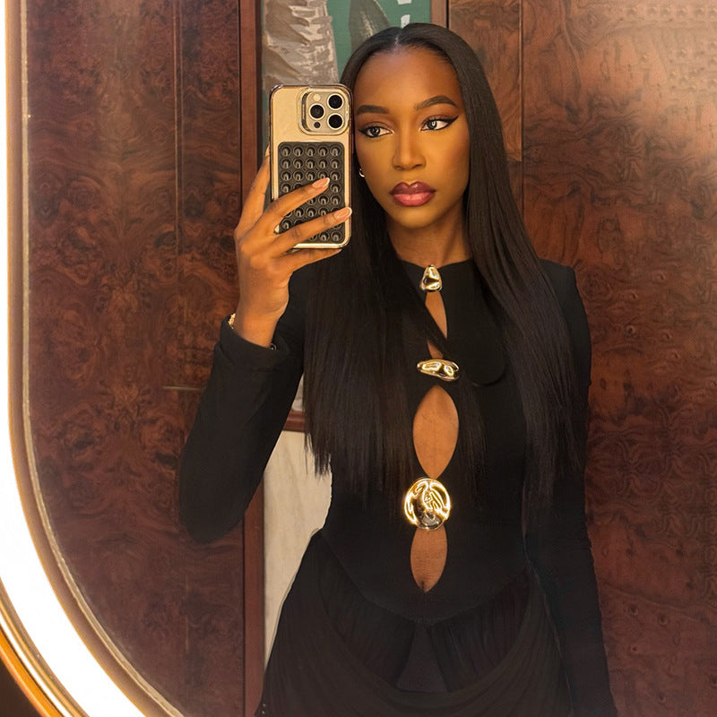 MB1423 Long Sleeve Cutout Mini Dress for Women