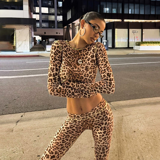 MB1424 Women's 2-Piece Set: Long Sleeve Crop Top & Capri Leggings