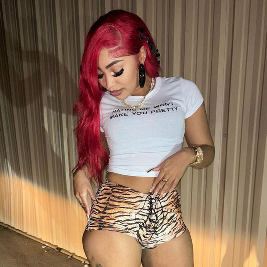 MB1030 Tiger Print High-Waist Shorts