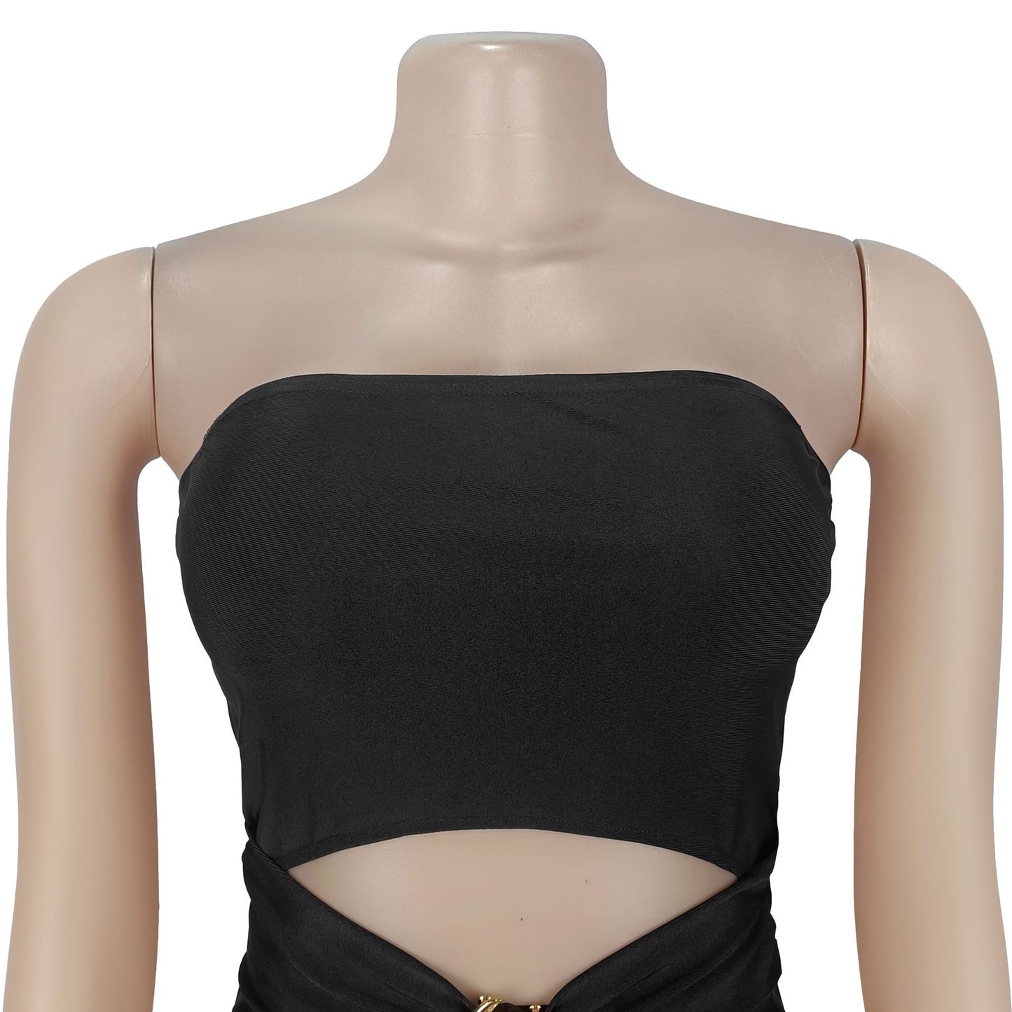 MB1625 Women's Bandeau Cut Out Jumpsuit with Gold Buckle