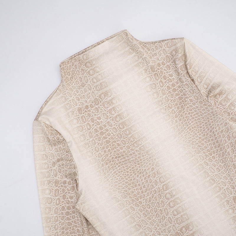 MB10128 Women's Snake Print Mock Neck Long Sleeve Mini Dress