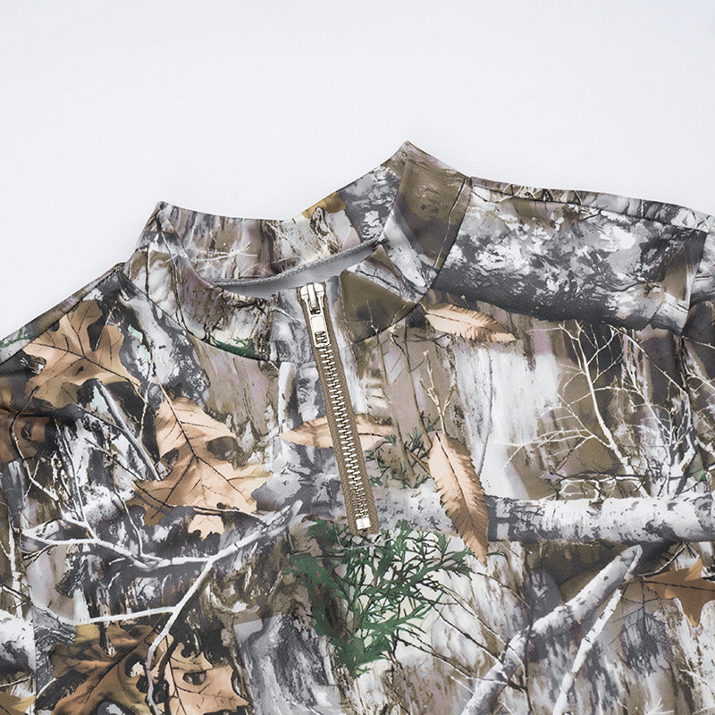 MB10125 Leaf Camo Print Two Piece Set - Crop Top & High Waist Pants