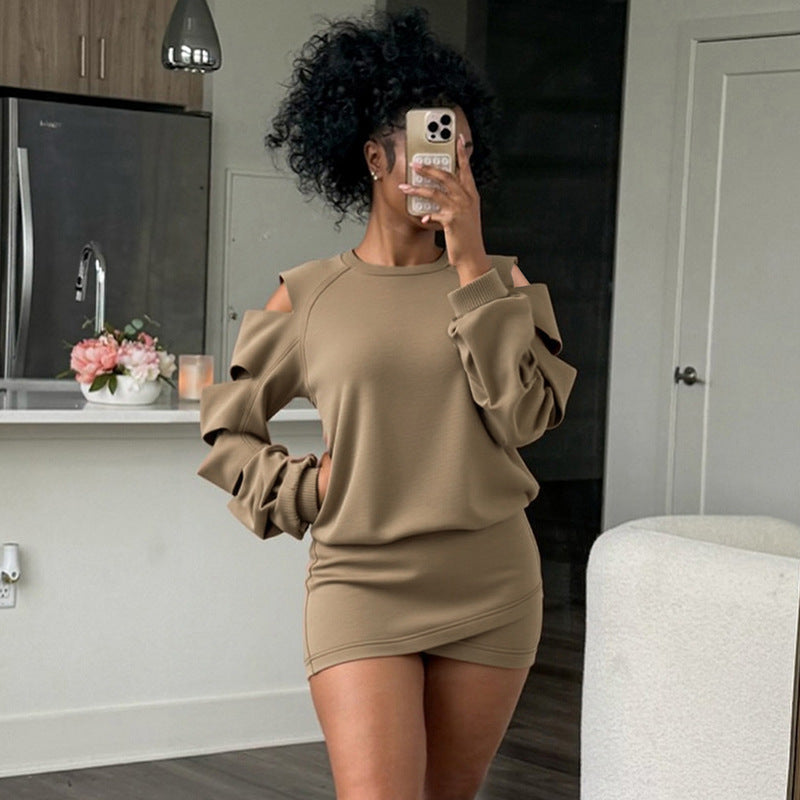 MB1091 Cutout Top & Bodycon Mini Skirt Set