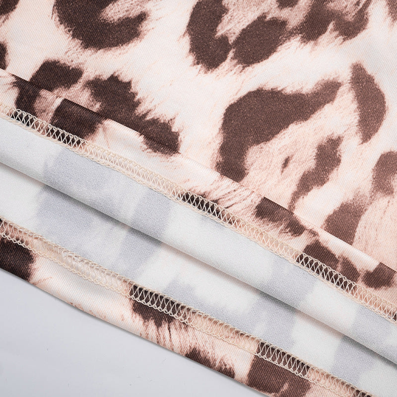 MB1406 Leopard Print Sheer Mini Dress for Women