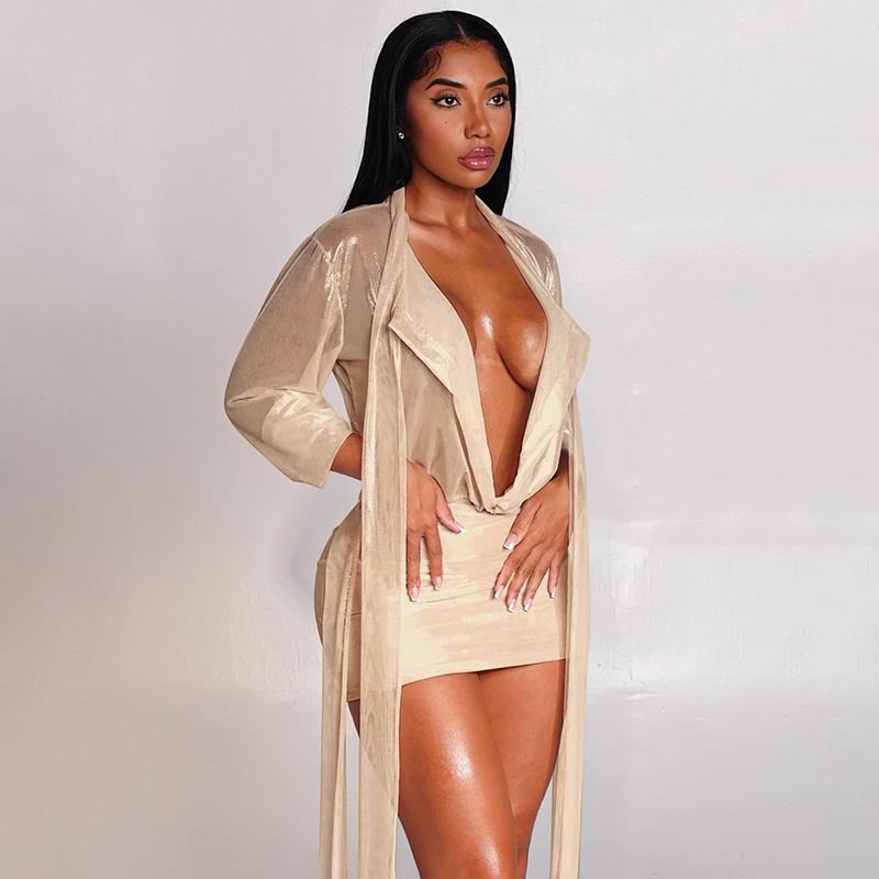 MB1070 Women's Shiny Satin Two-Piece Set