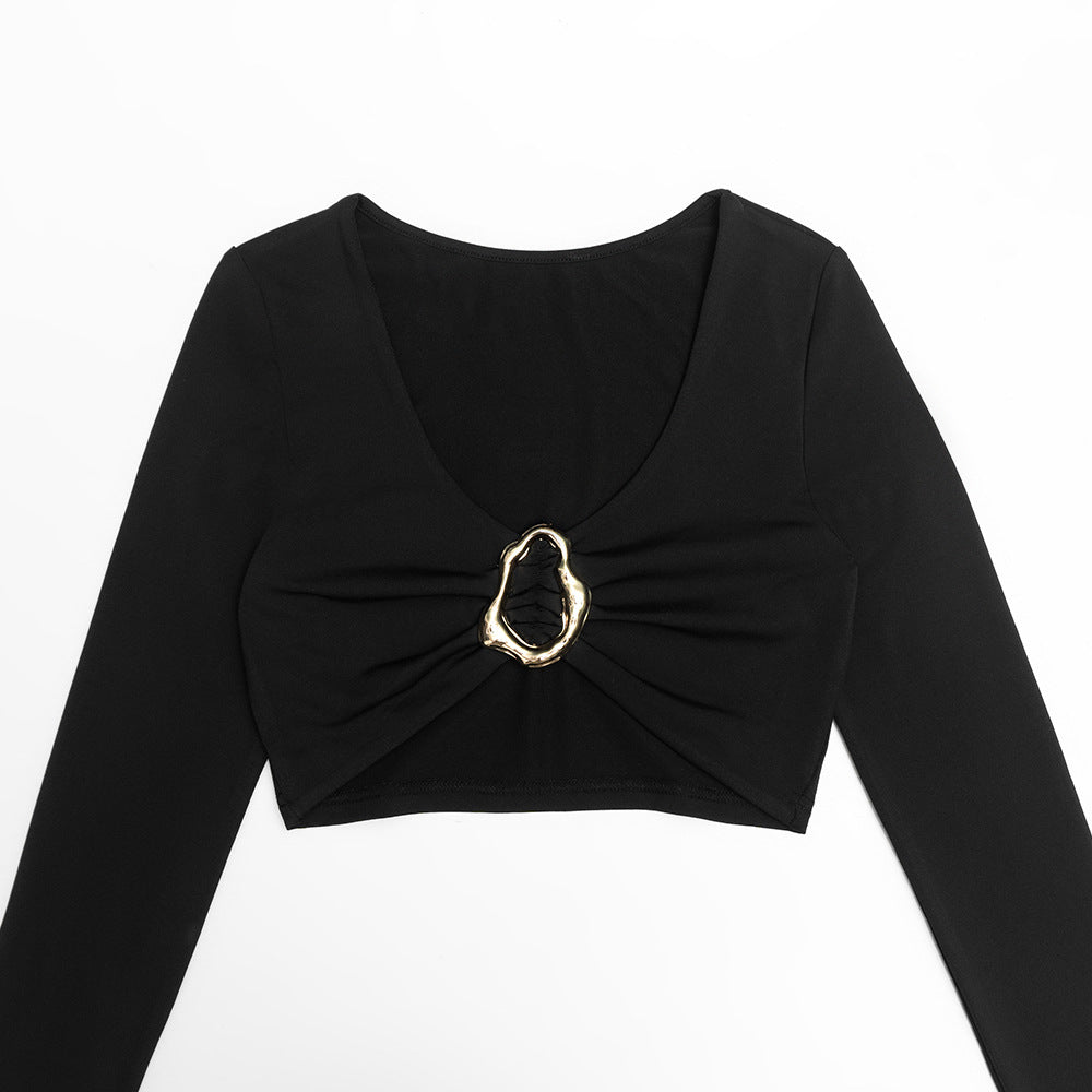 MB1319 Long Sleeve Crop Top & Maxi Skirt Two Piece Set