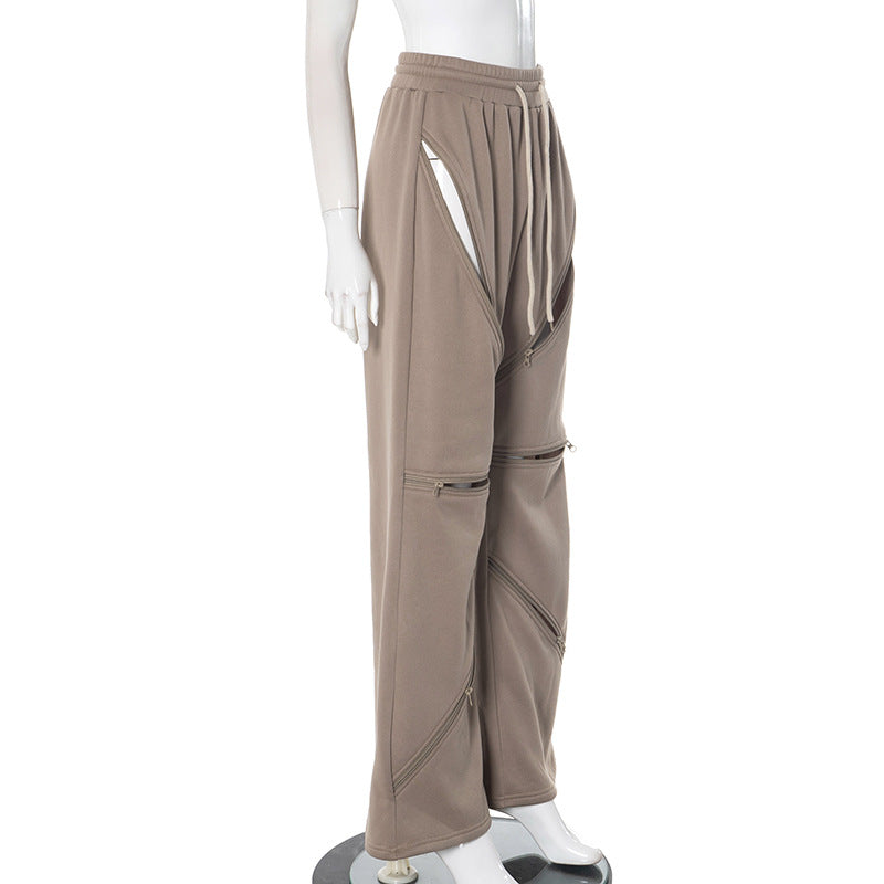 MB1020 Women Wide-leg Pants with Zips