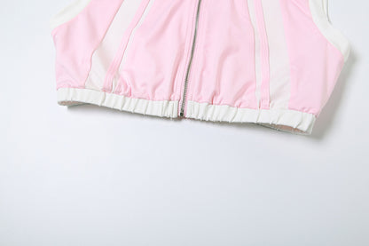MB1105 Zipper Crop Top and Mini Skirt Set