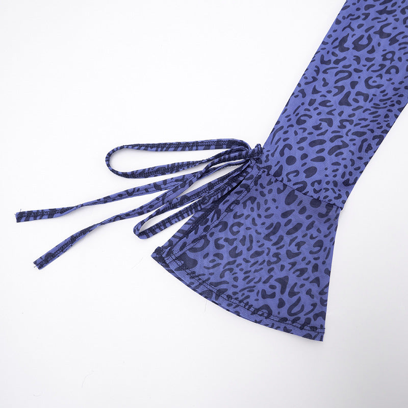 MB1403 Blue V Neck Mesh Maxi Dress for Women