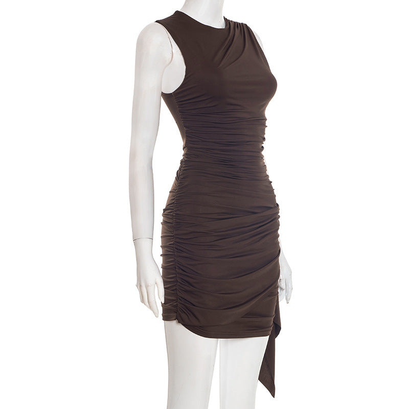 MB1455 Women's Sleeveless Ruched Bodycon Mini Dress