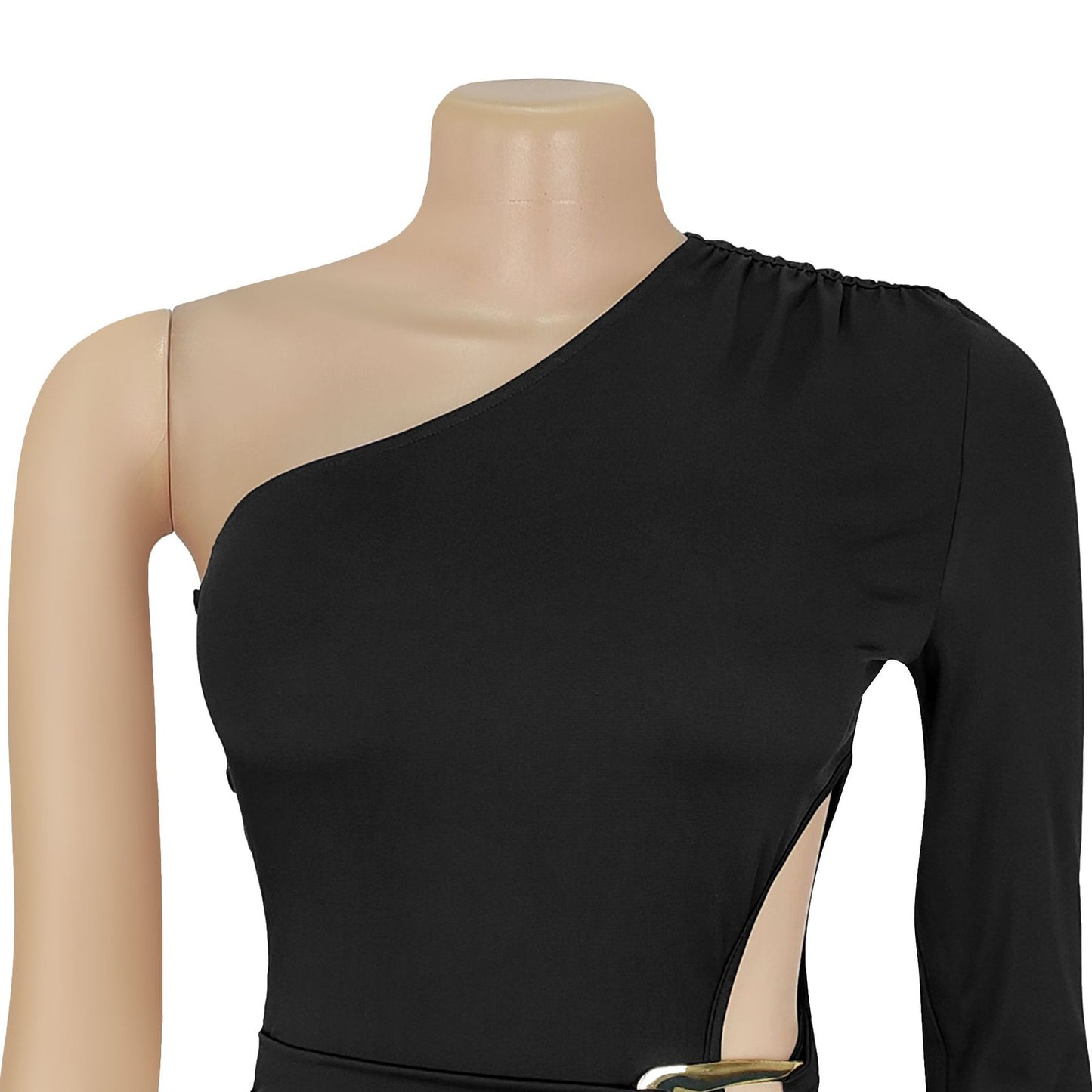 MB1628 Women's One Shoulder Long Sleeve Cut Out Maxi Dress