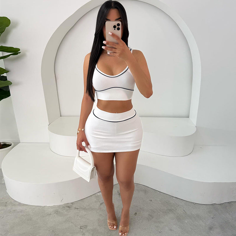 MB1115 Crop Top & Bodycon Mini Skirt Two Piece Set