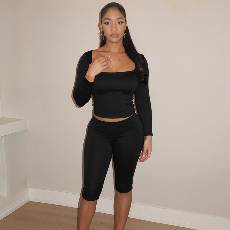 MB1443 Women's Sporty 2-Piece Set: Crop Top & Capri Leggings