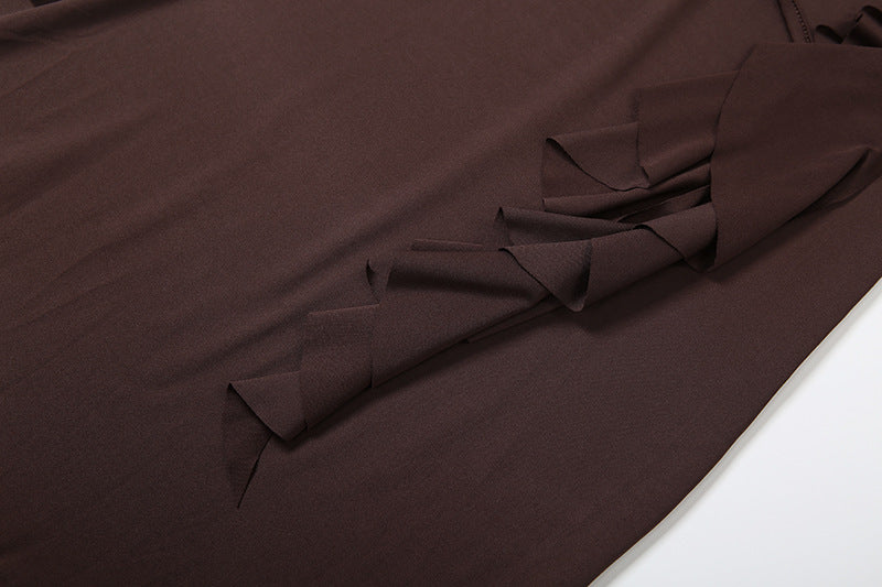 MB1134 Ruffled Long-Sleeve Maxi Dress