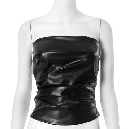 MB1005 Leather Strapless Tube Top for Women
