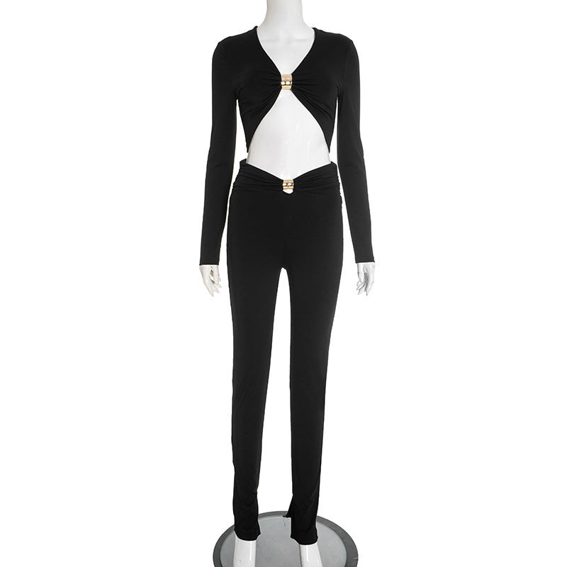 MB1096 Women's 2-Piece Outfit Set - Crop Top & High-Waist Pants