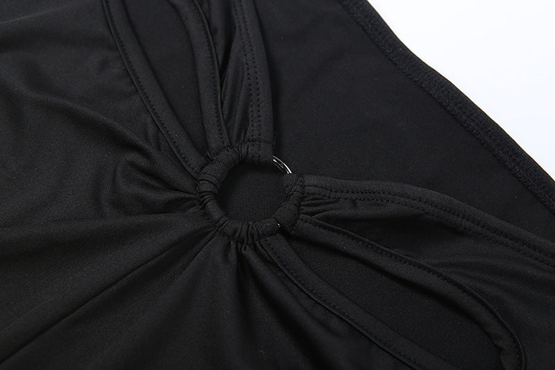 MB1829 Women's Cut Out Long Sleeve 2 Piece Set - Crop Top & Maxi Skirt