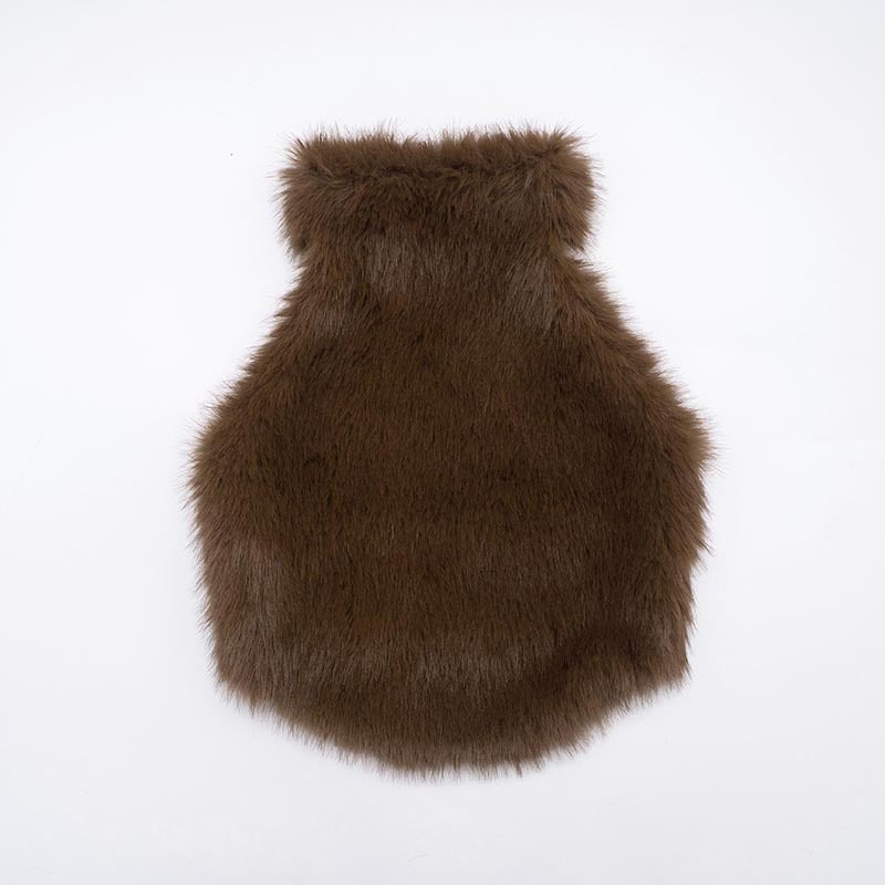 MB1092 Faux Fur Halter Backless Crop Top for Women