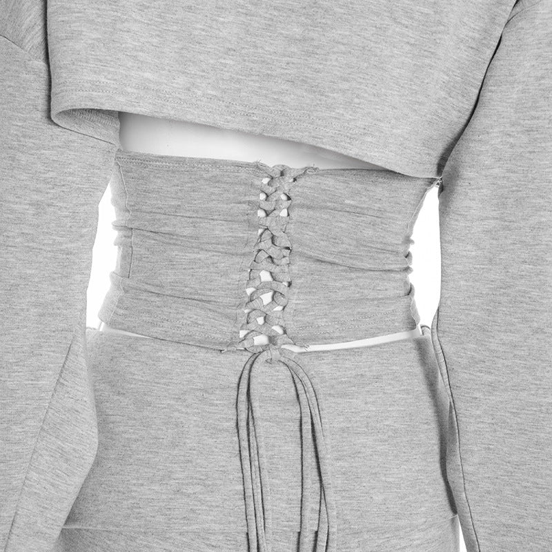 MB1411 Tie-Back Cropped Top & Fold-Over Shorts 2-Piece Set