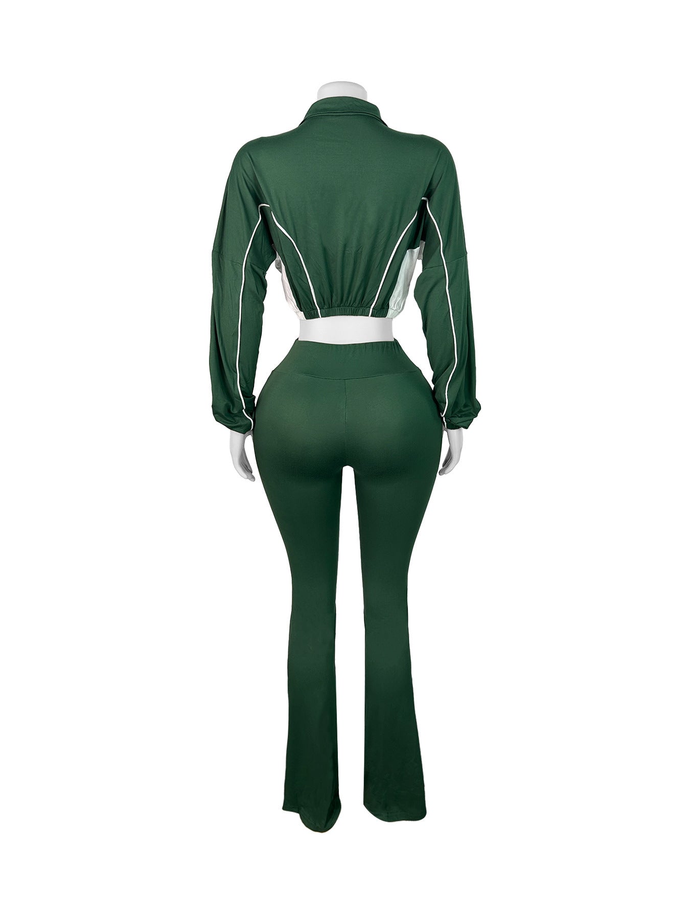 MB1715 Women's Cropped Track Jacket & High-Waisted Pants Two-Piece Set