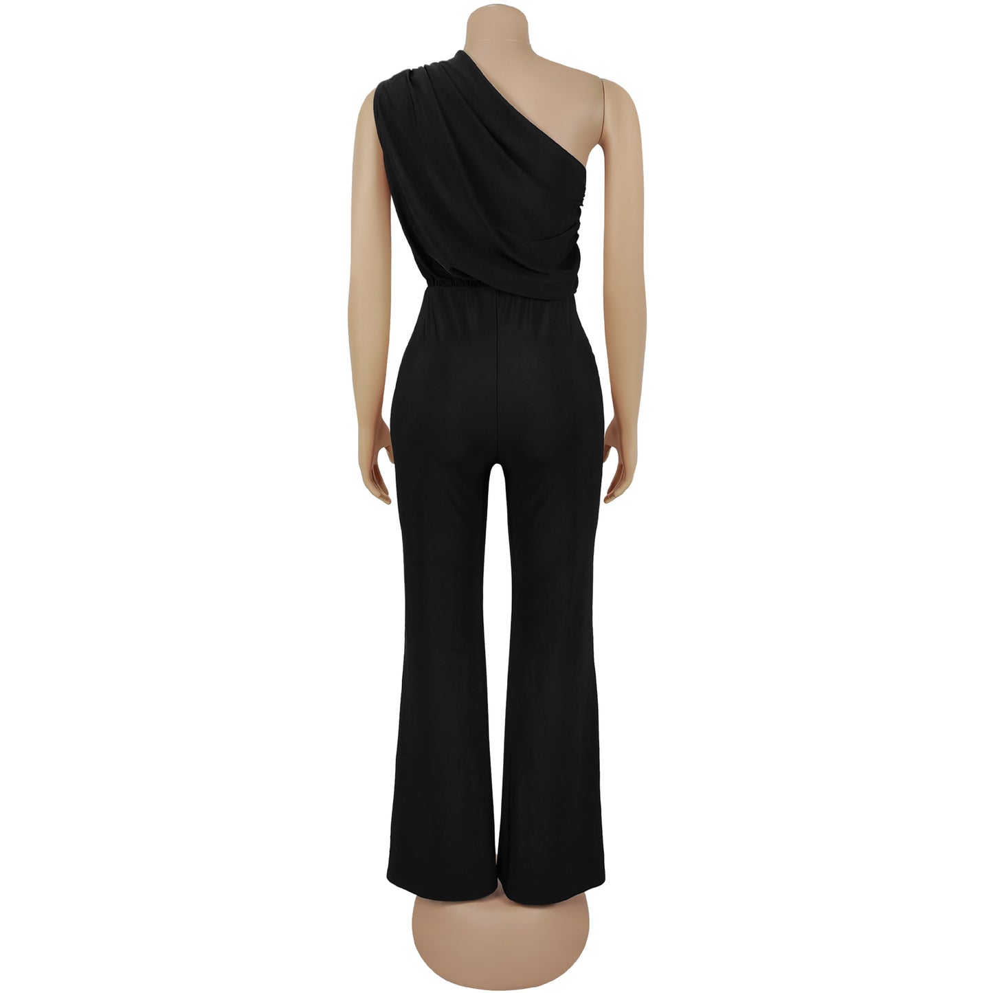 MB1616 One-Shoulder Satin Wide-Leg Jumpsuit