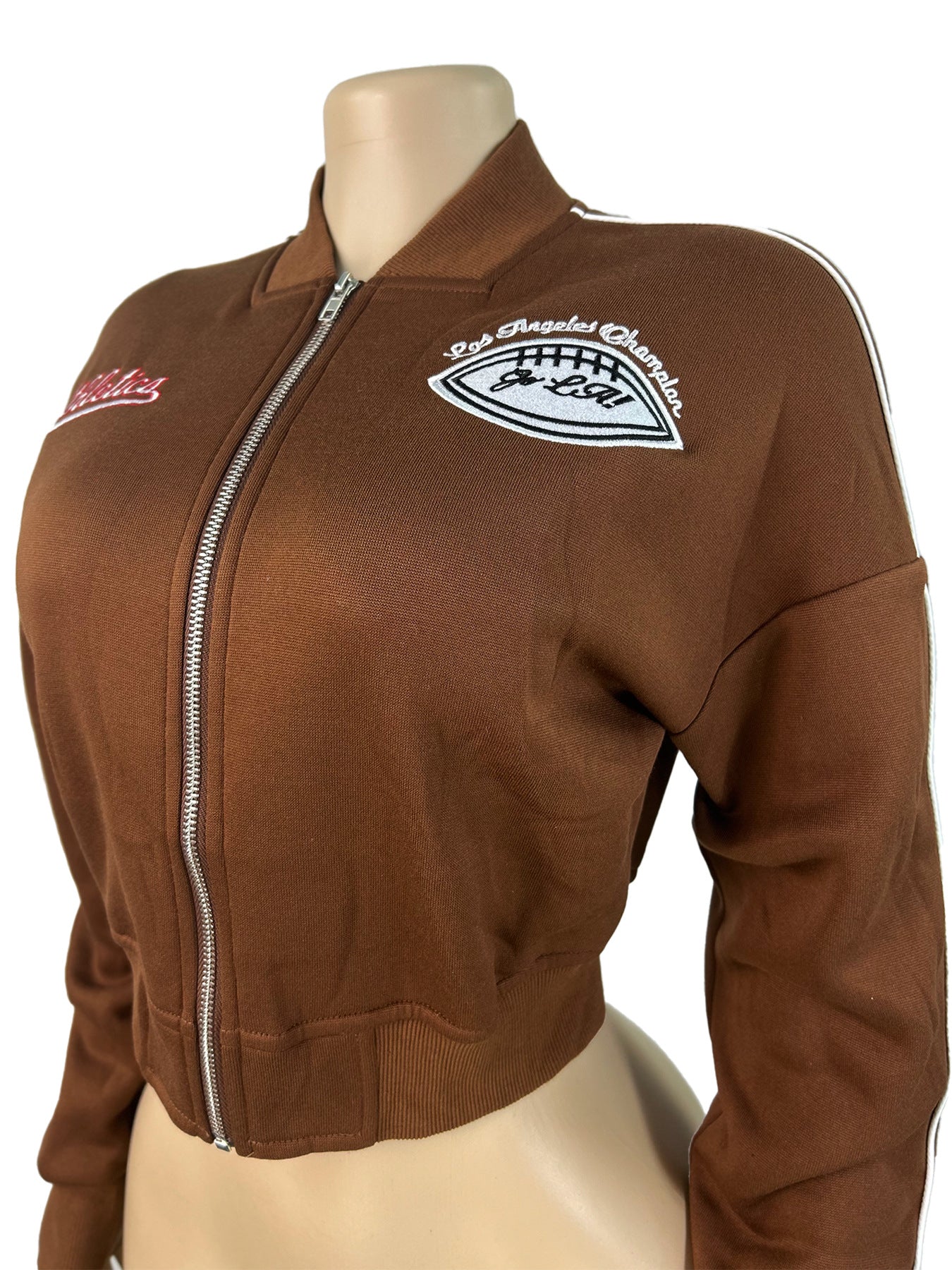 MB1706 Embroidered Cropped Baseball Jacket for Women