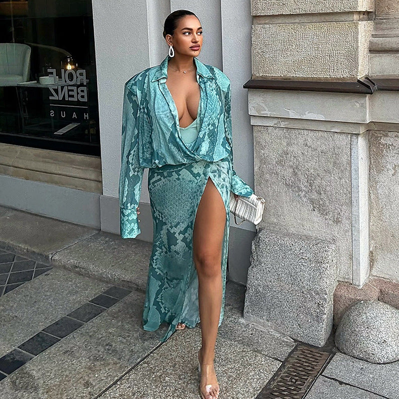 MB1412 High Slit Maxi Dress for Women