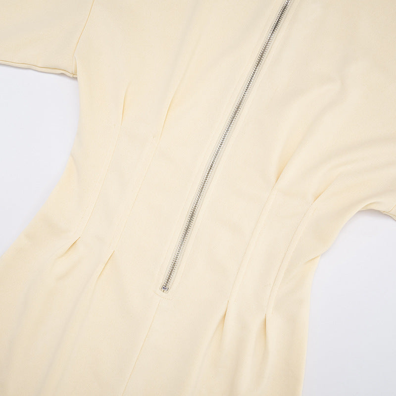 MB10107 Long Sleeve Stand Collar Waist-Cinched Hoodie Dress