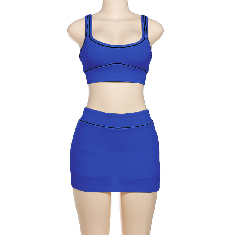 MB1115 Crop Top & Bodycon Mini Skirt Two Piece Set