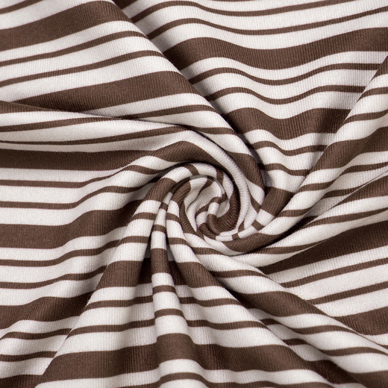 MB1428 Striped 2-Piece Set: Long Sleeve Top + High-Waisted Shorts