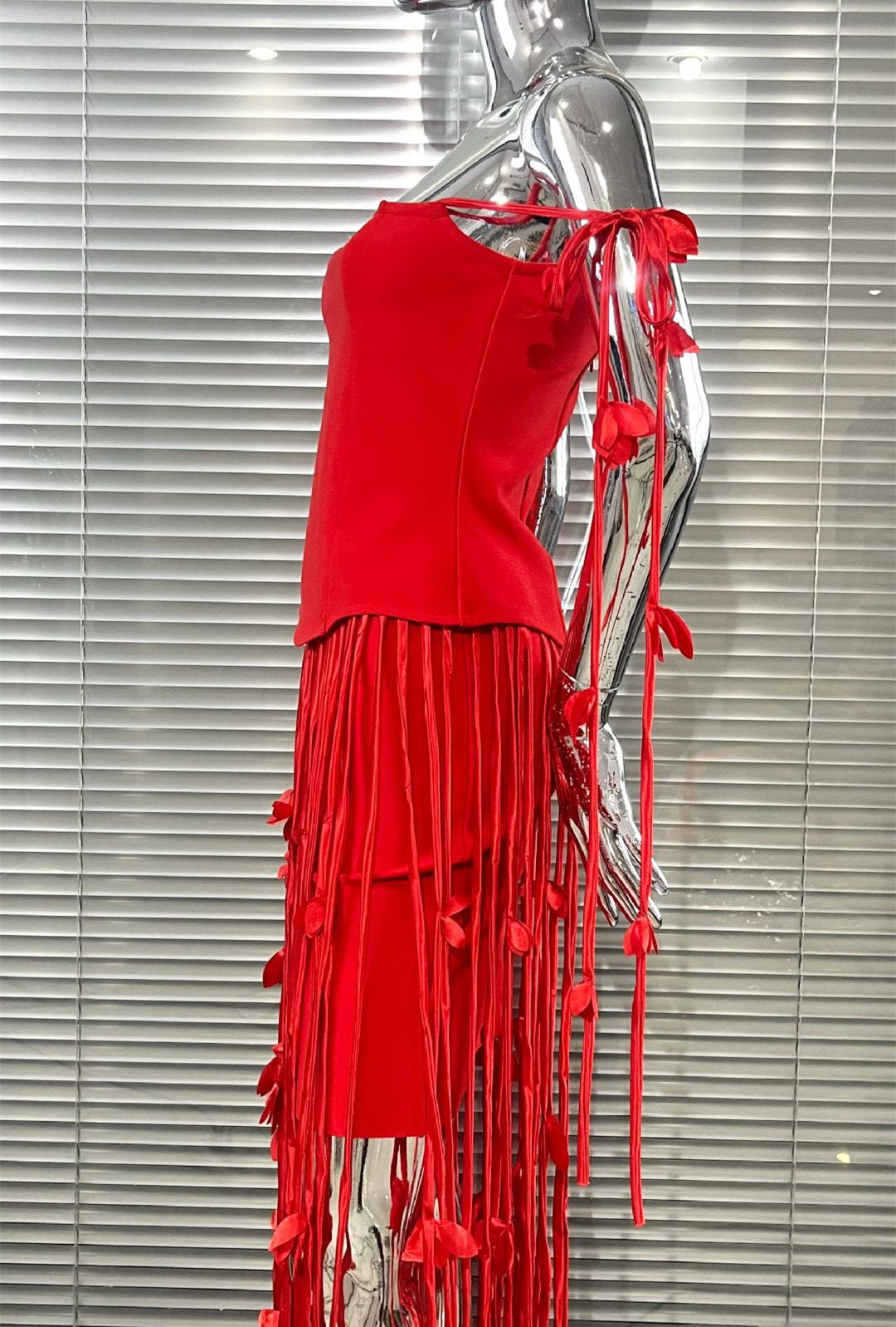 MB2107 Floral Fringe Tassel Bandage Mini Dress, Party Cocktail Gown