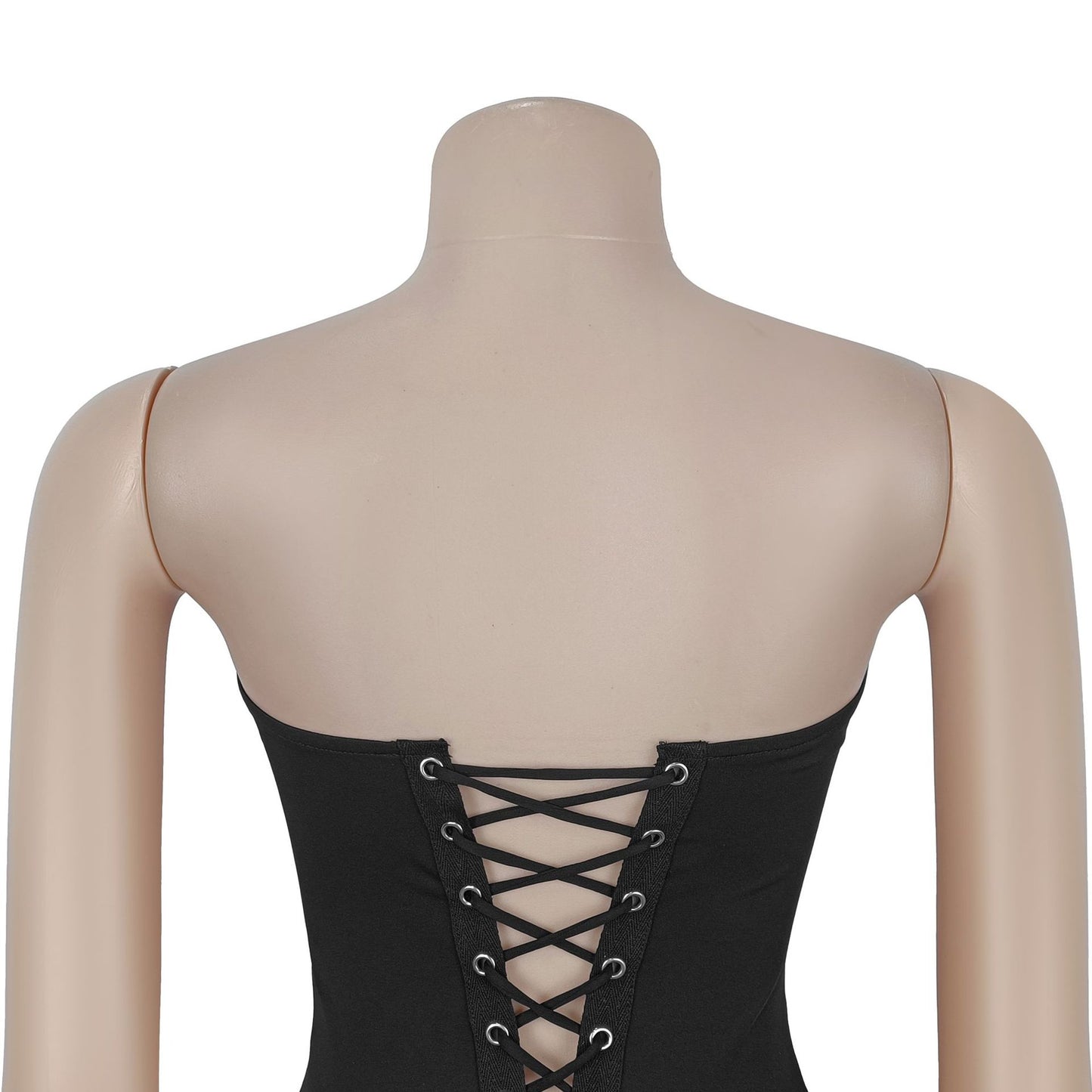 MB1618 Strapless Corset-Style Tiered Ruffle Mini Dress with Lace-Up Back