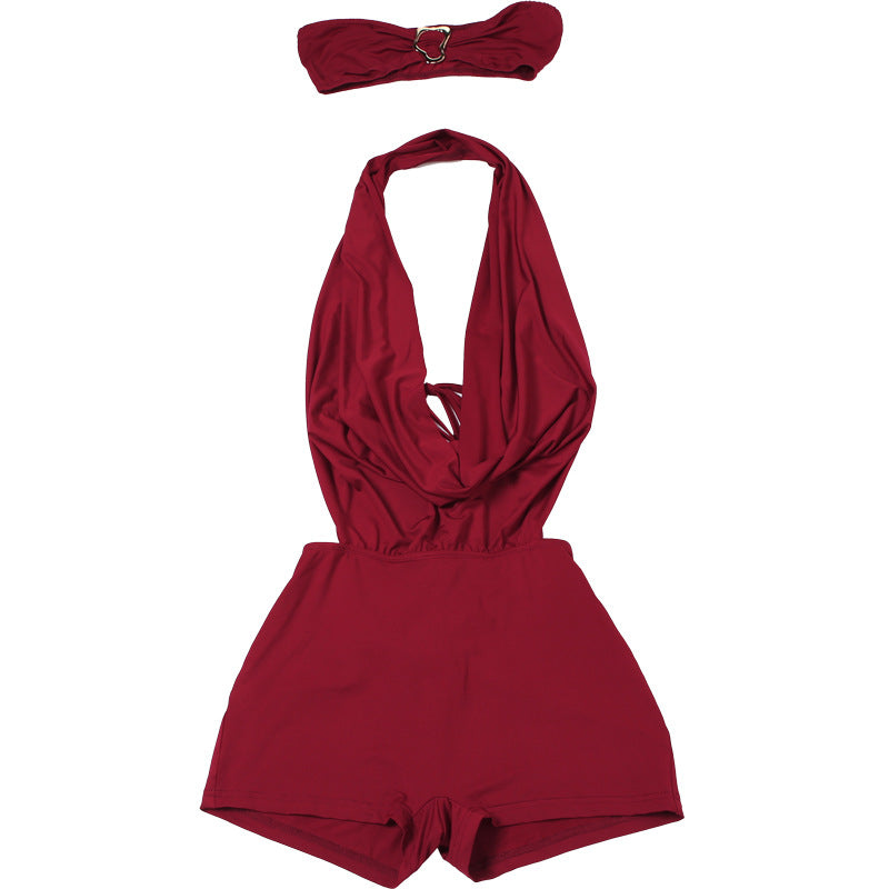 MB1503 Bodycon 2-Piece Set: Tube Top and Halter Romper