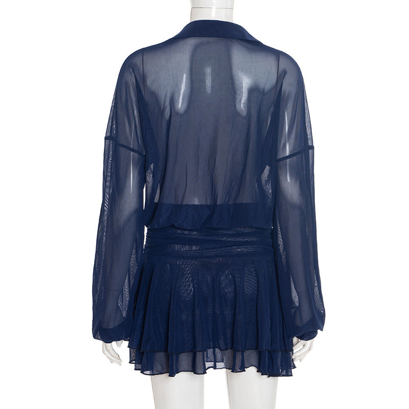 MB1094 Ruffle Hem Mini Dress for Women