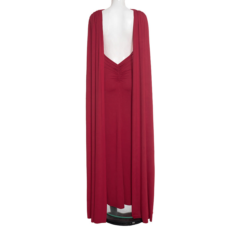 MB10111 Cape Sleeve Maxi Dress