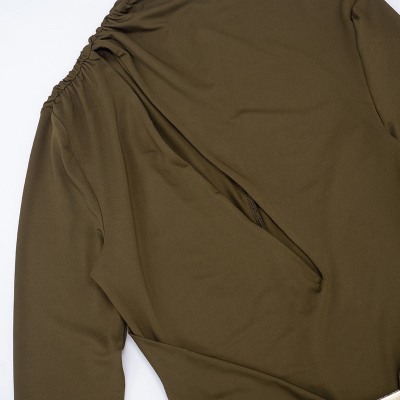 MB1426 Long Sleeve Cutout Mini Dress with Ruched Detail