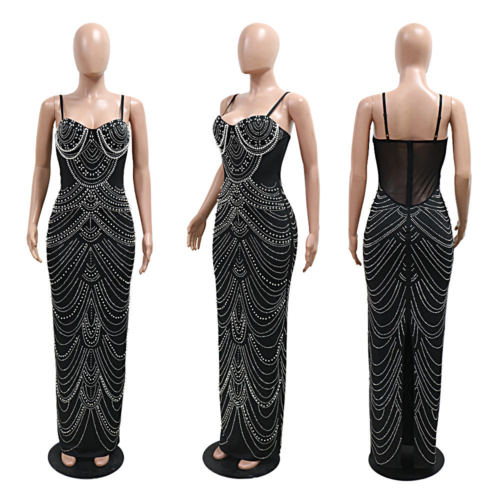 MB1212 Women's Rhinestone Beaded Evening Gown