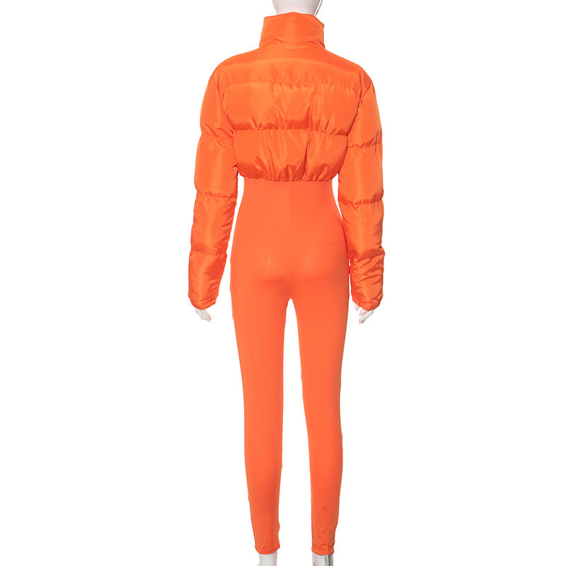 MB1073 Puffer Jumpsuit with Stretchy Leggings for Women