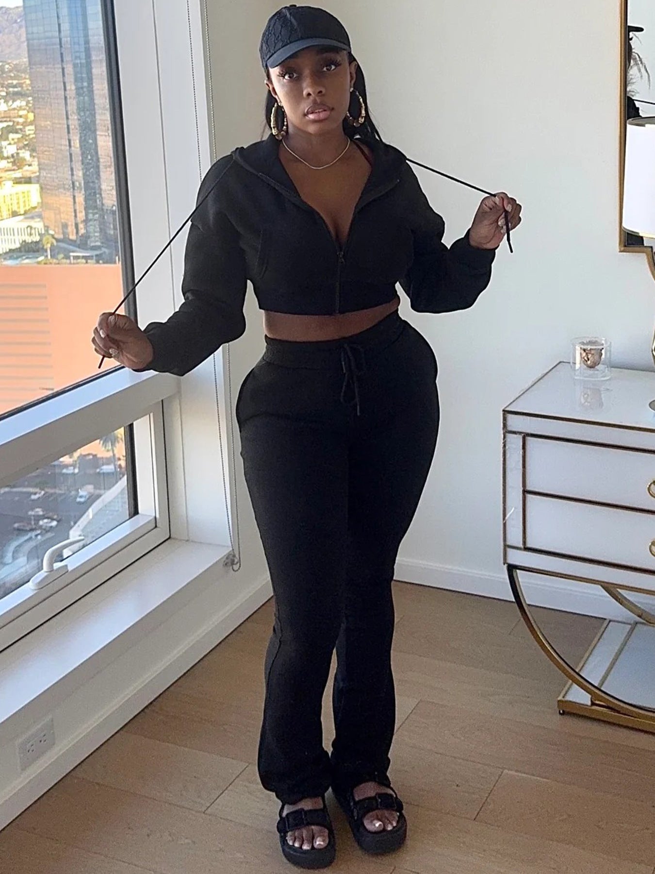 MB1712 Women's Winter Hoodie & Stacked Pants Two-Piece Set