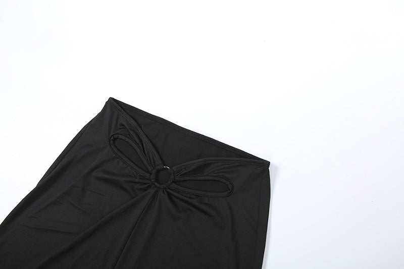 MB1829 Women's Cut Out Long Sleeve 2 Piece Set - Crop Top & Maxi Skirt