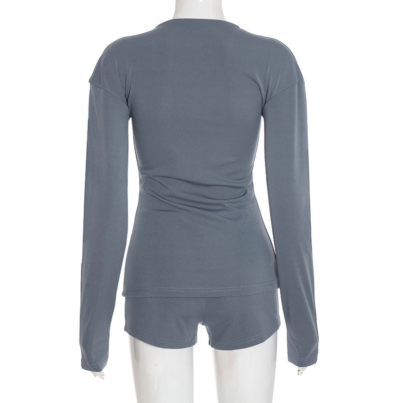 MB1047 Women's V-Neck Bodycon Two-Piece Set