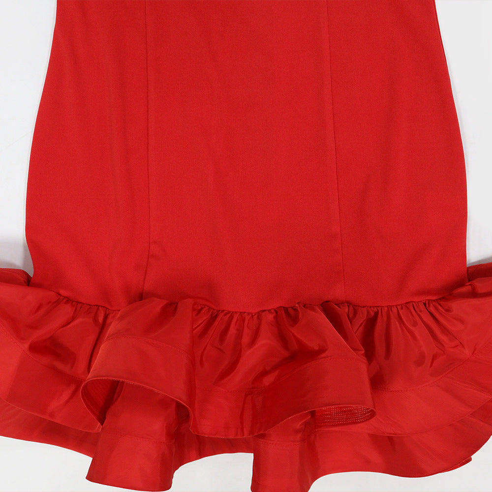 MB1208 Women's Off-Shoulder Ruffle Mini Dress