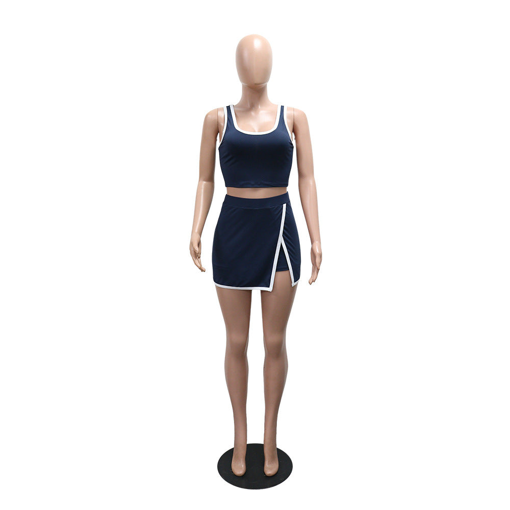 MB1221 Cropped Tank Top & Skort Two Piece Set