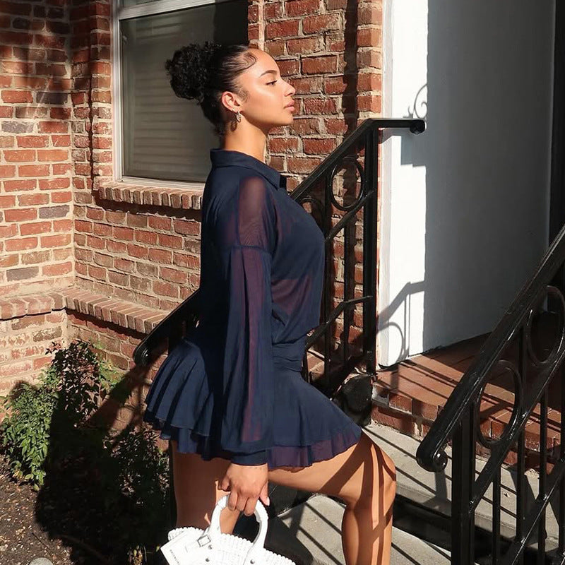 MB1094 Ruffle Hem Mini Dress for Women