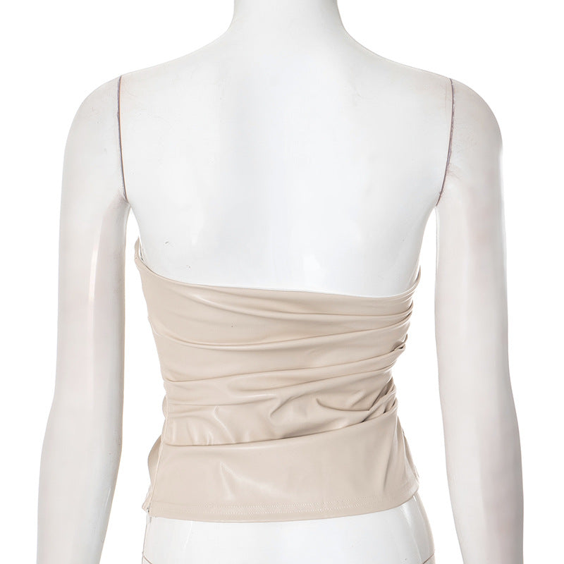 MB1005 Leather Strapless Tube Top for Women