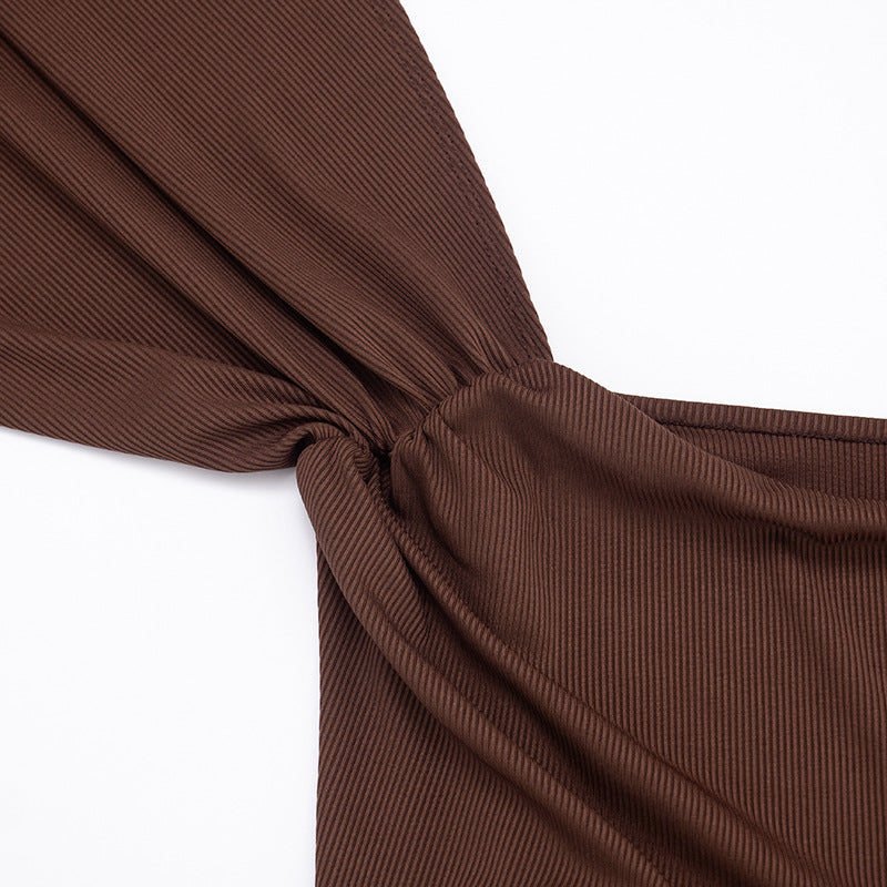 MB1049 Cape Sleeve Ribbed Knit Two-Piece Set