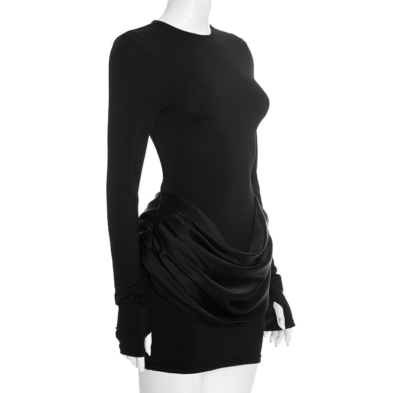 MB1418 Satin Ruched Waist Bodycon Mini Dress for Women